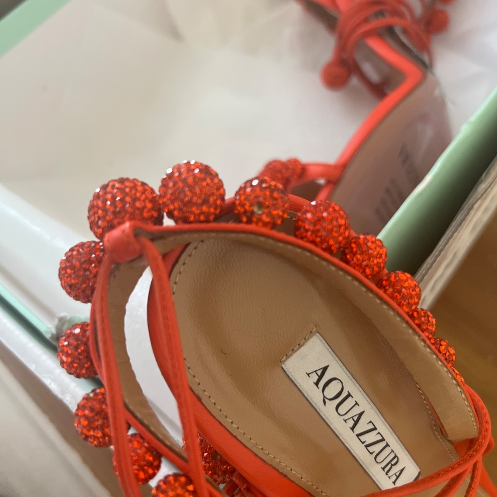 Disco Dancer 105mm AQUAZZURA Tangerine Orange 41 like new euc - Picture 8 of 12